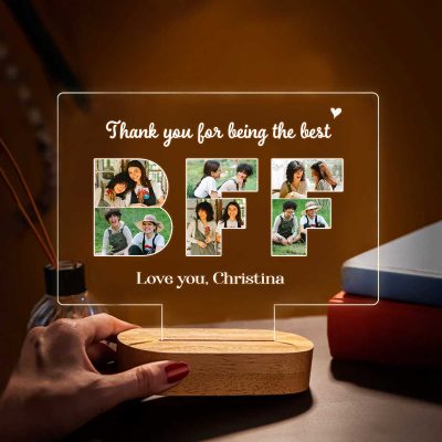 Custom Photo LED Night Light for BFF, Personalized Best Friend Lamp, Unique Friendship Gift