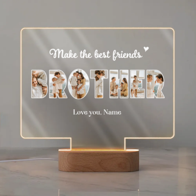 Custom Photo Brother LED Night Light, Personalized Brother Gift, Unique Keepsake for Brother
