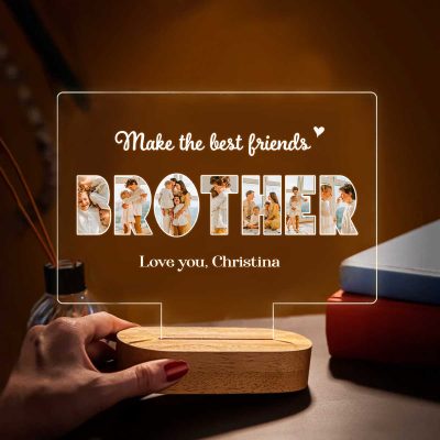 Custom Photo Brother LED Night Light, Personalized Brother Gift, Unique Keepsake for Brother