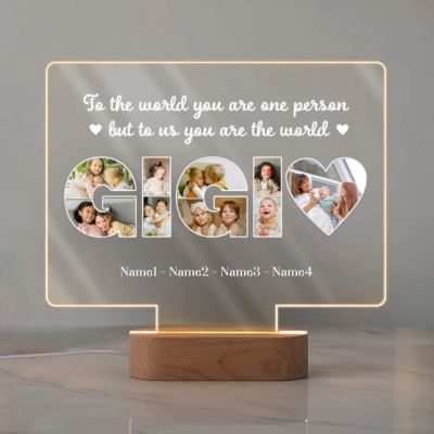 Personalized Gigi Photo LED Night Light, Custom Gigi Picture Lamp, Unique Gift for Grandma