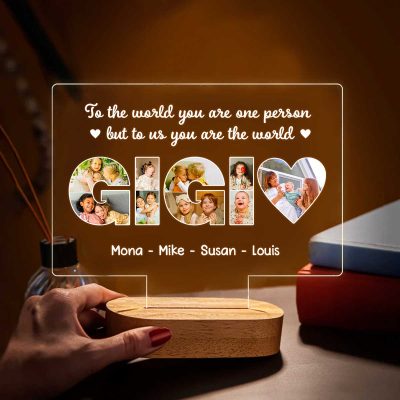 Personalized Gigi Photo LED Night Light, Custom Gigi Picture Lamp, Unique Gift for Grandma