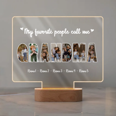 Custom Photo LED Night Light for Grandma, Personalized Grandma Gift, Keepsake Gift For Grandma