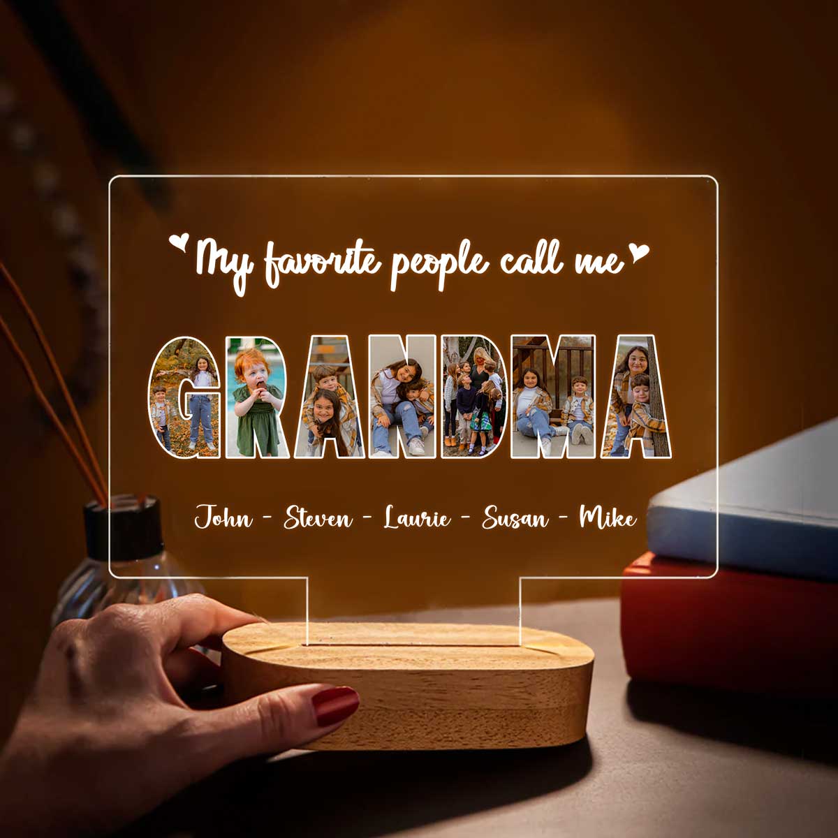 Custom Photo LED Night Light for Grandma, Personalized Grandma Gift, Keepsake Gift For Grandma