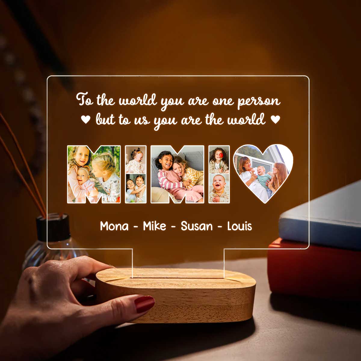 Personalized Mimi Photo LED Night Light, Custom Picture Grandma Gift, Meaningful Grandma Gift