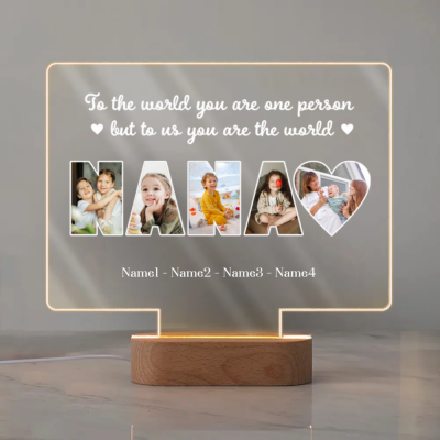 Personalized Nana Photo LED Night Light, Custom Photo Gift For Nana, Grandma Keepsake Gifts