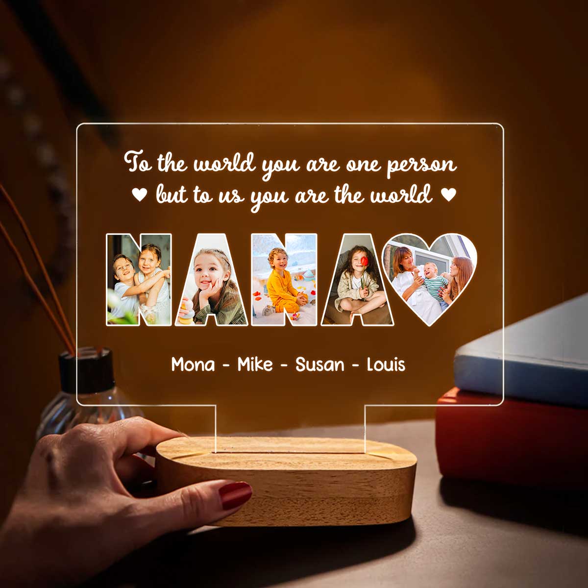 Personalized Nana Photo LED Night Light, Custom Photo Gift For Nana, Grandma Keepsake Gifts