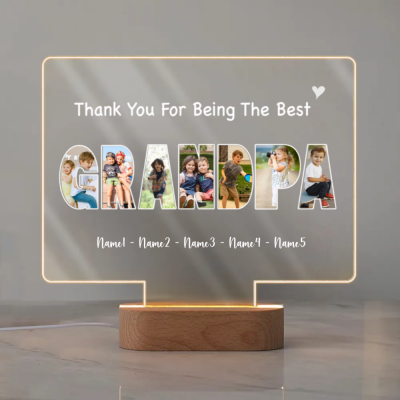 Custom Photo LED Night Light for Grandpa, Personalized Grandpa Gift, Unique Keepsake For Grandpa