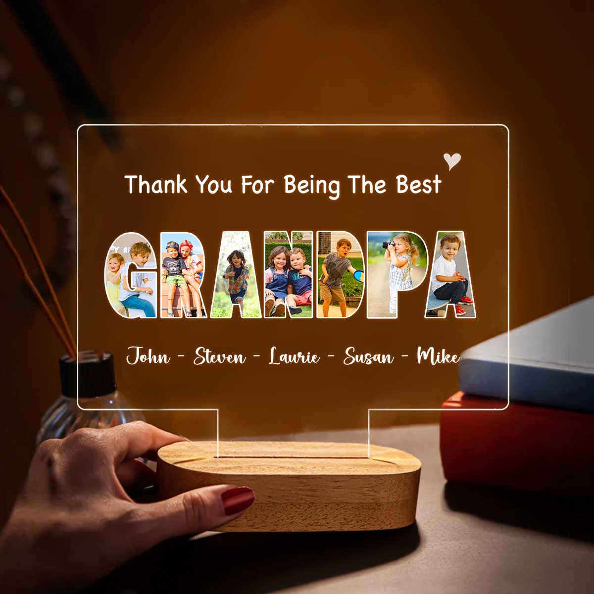 Custom Photo LED Night Light for Grandpa, Personalized Grandpa Gift, Unique Keepsake For Grandpa