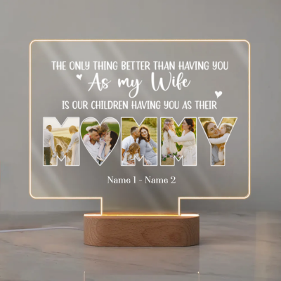 Personalized Mommy Photo LED Night Light, Custom Picture Lamp Gift for Wife from Husband, Romantic Gift for Wife