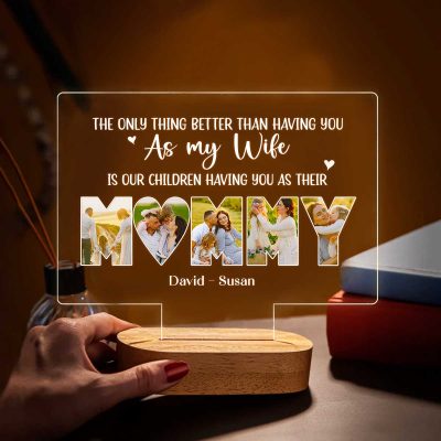 Personalized Mommy Photo LED Night Light, Custom Picture Lamp Gift for Wife from Husband, Romantic Gift for Wife