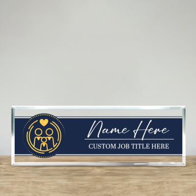 Personalized family doctor desk name plate with custom physician name on clear acrylic, medical office desk sign for clinic reception decor