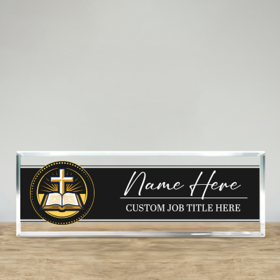 Personalized Pastor Desk Name Plate – Custom Church Leader Name Acrylic Plaque, Pastor Office Desk Sign, Religious Gift