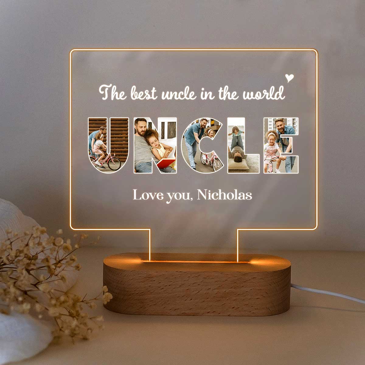 Personalized Picture LED Lamp for Uncle, Custom Picture Uncle Gifts, Uncle Gift From Niece
