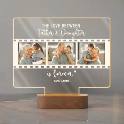 Personalized Father Daughter LED Night Light, Daddy and Daughter Gift, Family Memory Keepsake Light Lamp