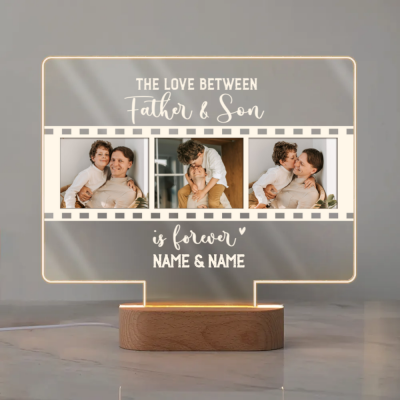 Personalized Father Son LED Night Light, Daddy and Son Gift, Custom Photo Keepsake for Dad