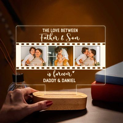 Personalized Father Son LED Night Light, Daddy and Son Gift, Custom Photo Keepsake for Dad