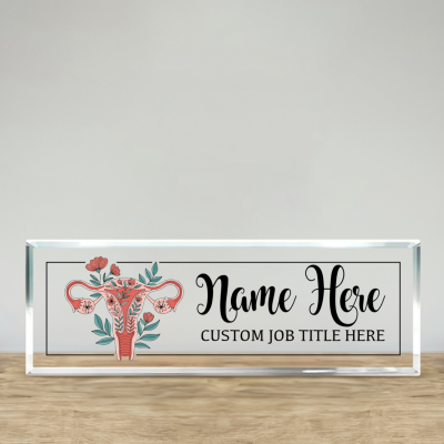 Custom Gynecologist Desk Name Plate - Obgyn Doctor Gift, Personalized Floral Style Office Sign, Doctor Appreciation Gift, Clinic Desk Decor