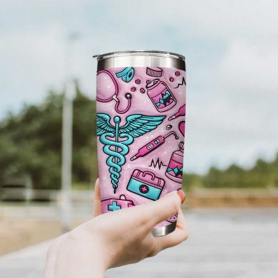 Custom Nurse Name Tumbler 3D Effect - Nurse Appreciation Gift, Custom Name Keepsake, Gift for Nurse Graduation, Pink Nurse Inflated Tumbler