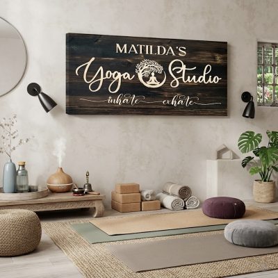 Personalized Yoga Studio Sign - Custom Name Meditation Room Decor - Yoga Gift for Her - Yoga Teacher Name Sign - Spiritual Wellness Gift