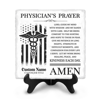 Physician's Prayer Personalized Slate Stone – Custom Doctor Name & Hospital – Doctor Appreciation Gift – Medical School Graduation Gift