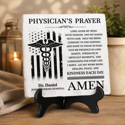 Physician's Prayer Personalized Slate Stone – Custom Doctor Name & Hospital – Doctor Appreciation Gift – Medical School Graduation Gift