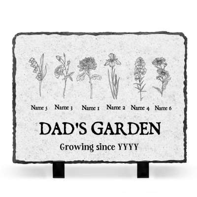Custom Father's Day Gift - Dad's Garden Personalized Stone Plaque - Birth Month Garden Stone Decoration - Gift For Dad Grandpa