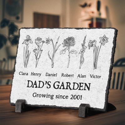 Custom Father's Day Gift - Dad's Garden Personalized Stone Plaque - Birth Month Garden Stone Decoration - Gift For Dad Grandpa