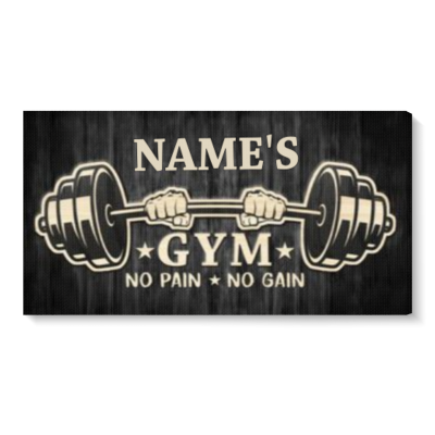 Personalized Home Gym Name Sign - Father's Day Gift for Dad Husband - Custom CrossFit Workout Room Decor - Barbell Wall Art