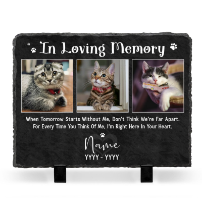 In Loving Memory Personalized Pet Memorial Stone – Cat Dog Remembrance Slate Plaque - Cat Loss Keepsake - Pet Loss Sympathy Gift