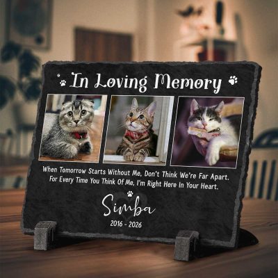 In Loving Memory Personalized Pet Memorial Stone – Cat Dog Remembrance Slate Plaque - Cat Loss Keepsake - Pet Loss Sympathy Gift