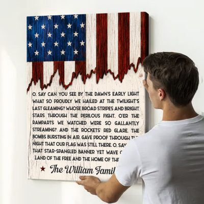 Custom 4th of July Patriotic Sign - Independence Day Decor with Quotes - American Flag Wall Art - Star Spangled Banner Home Decor - Patriotic Gift