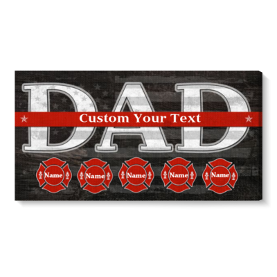 Personalized Firefighter Dad Sign - Custom Firefighter Father’s Day Gift - Fireman Dad Gift With Kid Names - Thin Red Line Sign