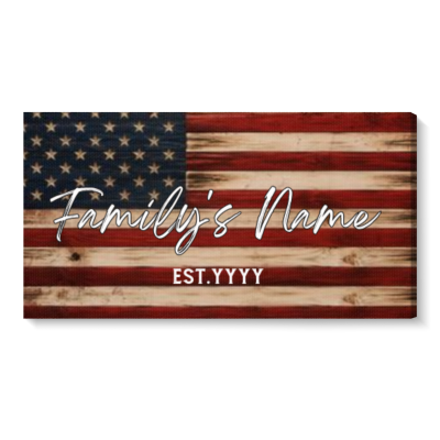 Personalized Family Name American Flag Sign – Custom Last Name Rustic Patriotic Decor, Patriotic Housewarming 4th of July Gift, Wedding Gift