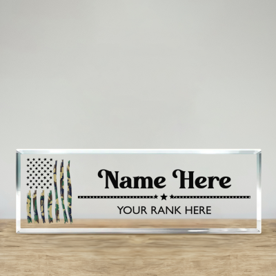 Personalized Army Desk Name Plate - Military Desk Name Plate with Rank, Army Desk Decor, Army Retirement Promotion Recognition Gift