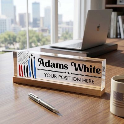 Personalized Air Force Desk Name Plate - Custom Nameplate For Office Acrylic Block, Military Jet Fighter Pilot Gift, Military Retirement Gift