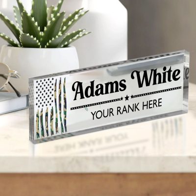 Personalized Army Desk Name Plate - Military Desk Name Plate with Rank, Army Desk Decor, Army Retirement Promotion Recognition Gift