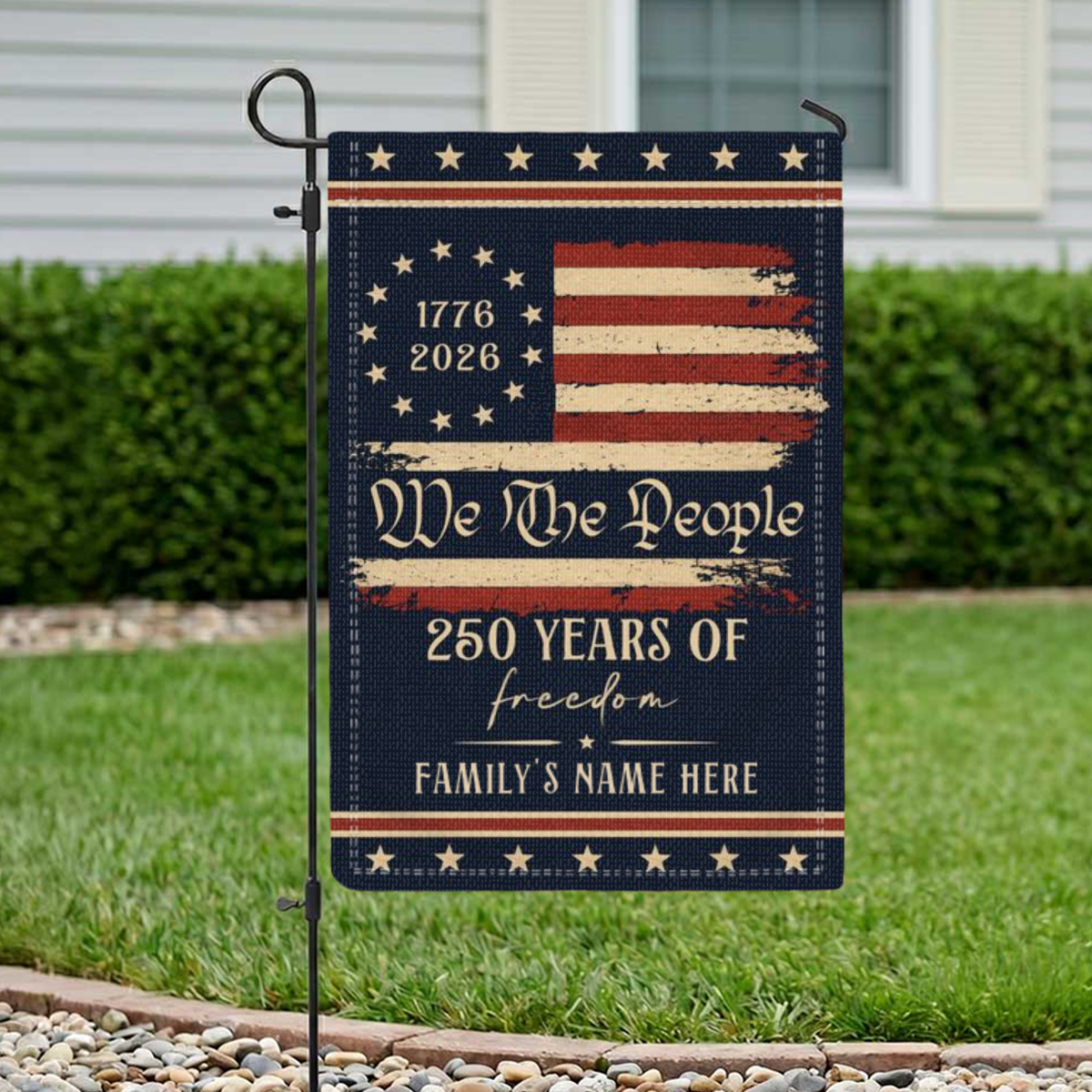 Personalized USA 250th Anniversary Garden Flag, Patriotic Independence Day Flag, 1776-2026 Outdoor Yard Decor