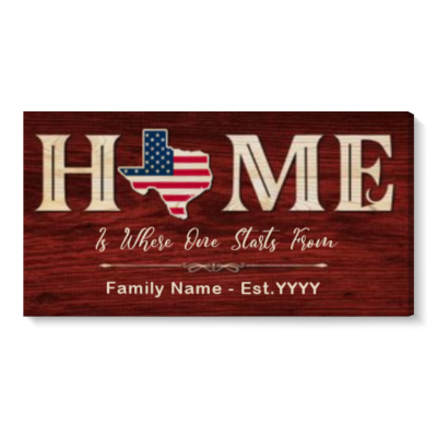 Personalized State Home Sign – Custom Last Name Patriotic Canvas Sign - Wedding Housewarming Anniversary Gift - Independence Day Wall Decor