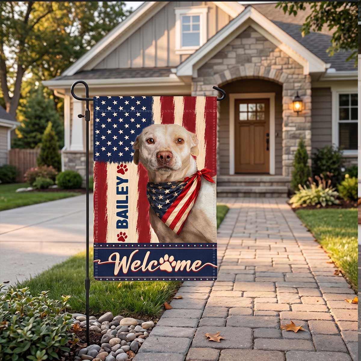 personalized-dog-photo-garden-flag-4th-of-july-dog-lover-gift-5 Personalized Dog Garden Flag – Pet Patriotic Outdoor Decor – 4th of July Gift for Dog Lover
