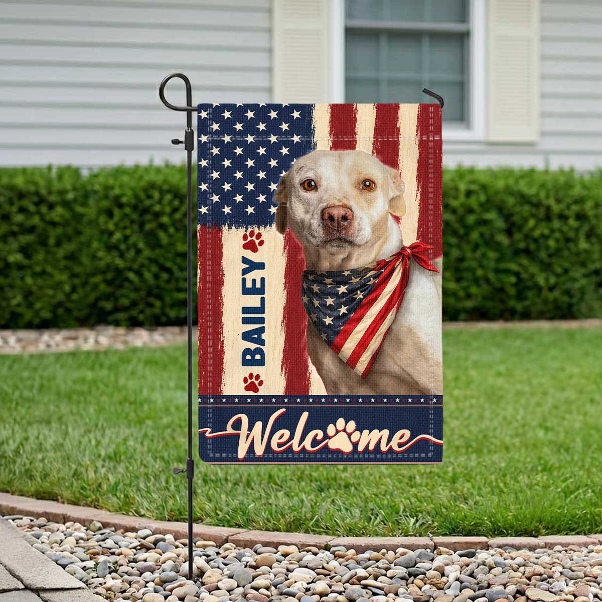 personalized-dog-photo-garden-flag-4th-of-july-dog-lover-gift-frontal-view Personalized Dog Garden Flag – Pet Patriotic Outdoor Decor – 4th of July Gift for Dog Lover