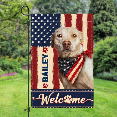Personalized Dog Garden Flag – Pet Patriotic Outdoor Decor – 4th of July Gift for Dog Lover