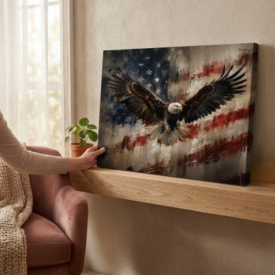 Bald Eagle American Flag Canvas Print, Patriotic Rustic Wall Art, Independence Day 250th Anniversary Gift 2 Bald Eagle American Flag Canvas Print, Patriotic Rustic Wall Art, Independence Day 250th Anniversary Gift