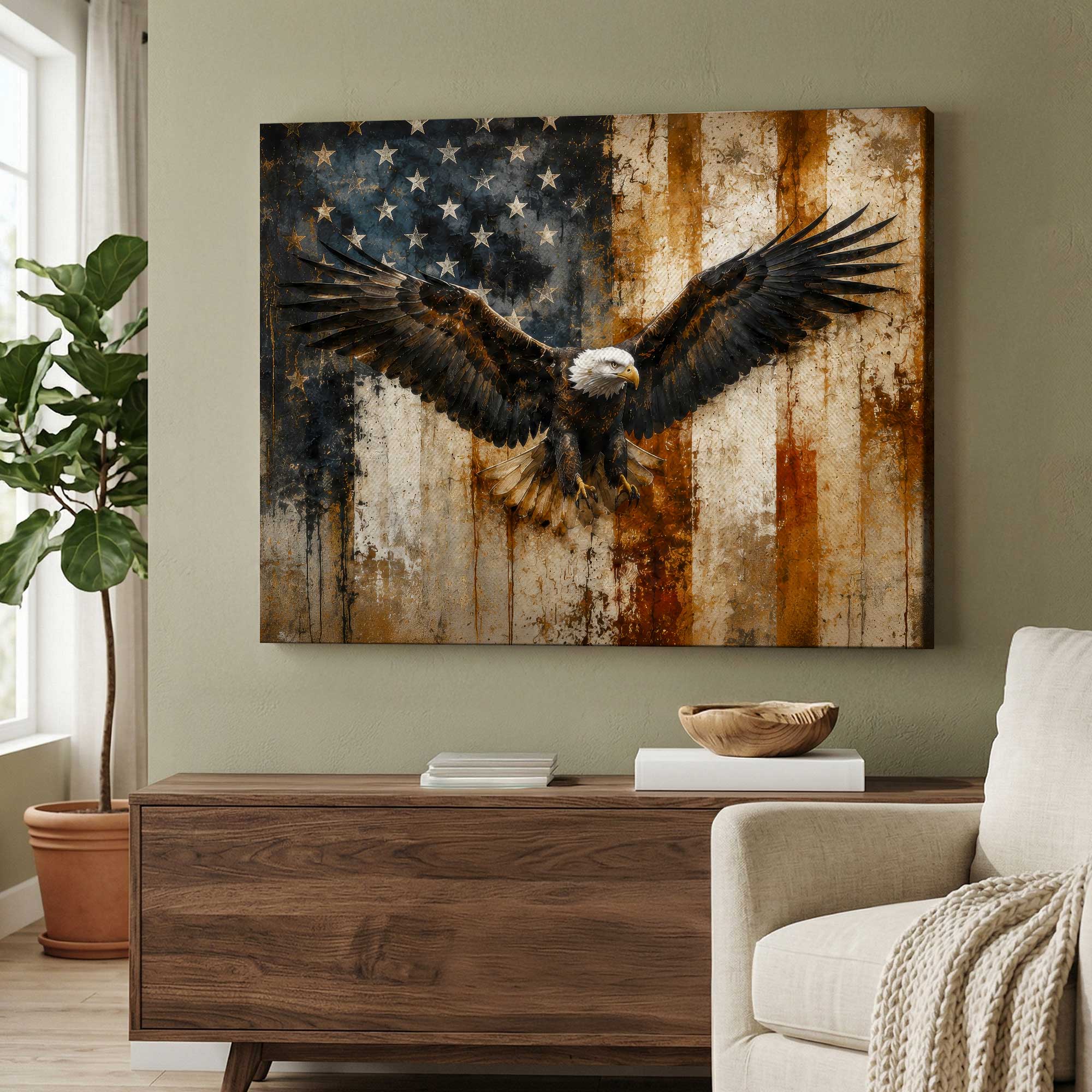 bald-eagle-canvas-print-american-flag-patriotic-wall-art-wall-hang Bald Eagle Canvas Print, Rustic American Flag Patriotic Wall Art, 4th of July Decor, 250th Anniversary Gift