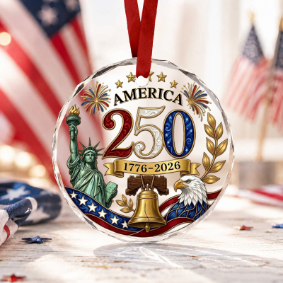 America 250 Ornament 1776 2026, America Semiquincentennial Keepsake, USA 250th Anniversary Decor, Patriotic Christmas Ornament