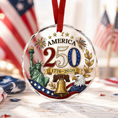 America 250 Ornament 1776 2026, America Semiquincentennial Keepsake, USA 250th Anniversary Decor, Patriotic Christmas Ornament