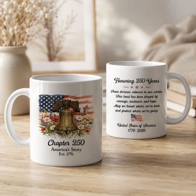 America 250 Years Coffee Mug, Patriotic United States Flag Cup, Honoring 250 Years America Gift