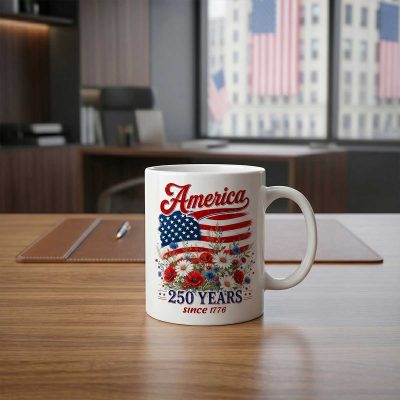America 250 Years Coffee Mug, American Flag Patriotic Coffee Cup, 4th of July Americana Gift