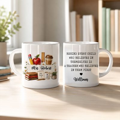 Personalized Teacher Mug Coffee Mug, Educator Thank You Gift, Cute Back to School Present, Appreciation Day School Staff Gifts
