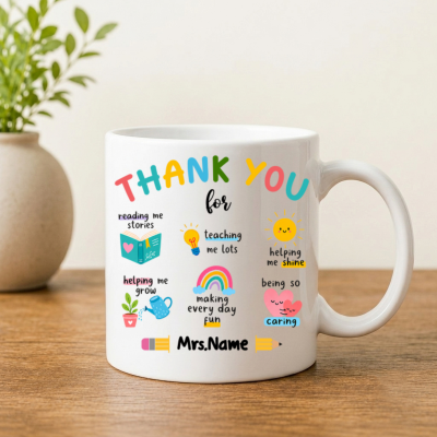 Personalized Teacher Thank You Mug, Educator Appreciation Gift, End of School Year Gift, Teacher Coffee Mug