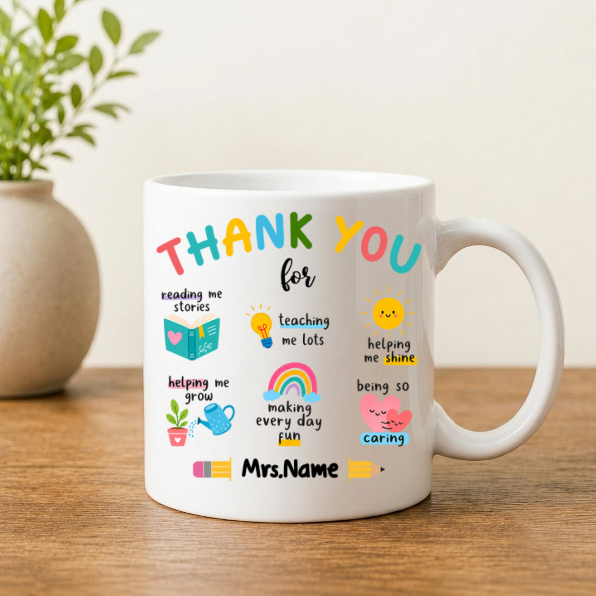 Personalized Teacher Thank You Mug, Educator Appreciation Gift, End of School Year Gift, Teacher Coffee Mug